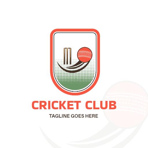 Stylish Cricket Club Logo Featuring Iconic Bat and Ball Logo Template