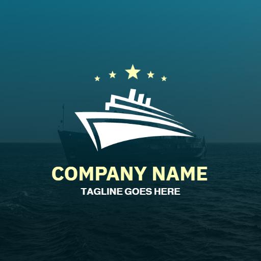Stylish Cruise Ship Over Ocean Representing Transportation Logo Template