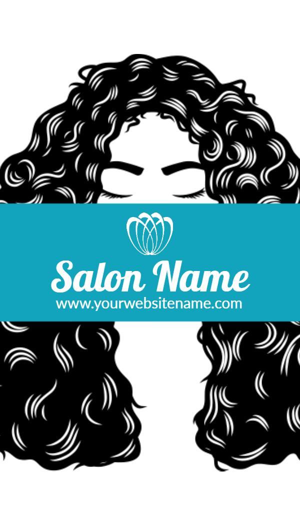 Stylish Curly Hair Salon Logo and Contact Information Business Card Template