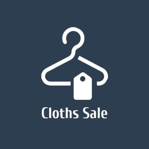 Stylish Dark Blue Clothing Sale Hanger Design Logo Template