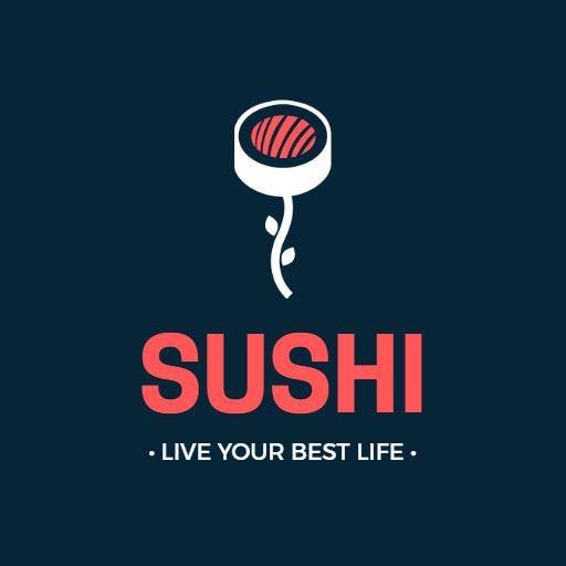 Stylish Dark Blue Sushi Logo Highlighting Fresh Ingredients Logo Template