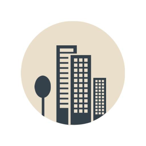 Stylish Dark Building Silhouettes Representing Real Estate Logo Template