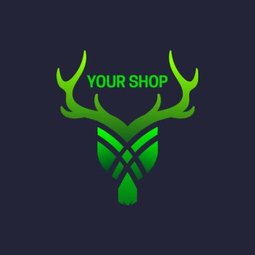 Stylish Dark Green Gradient Deer Design for Your Shop Logo Template