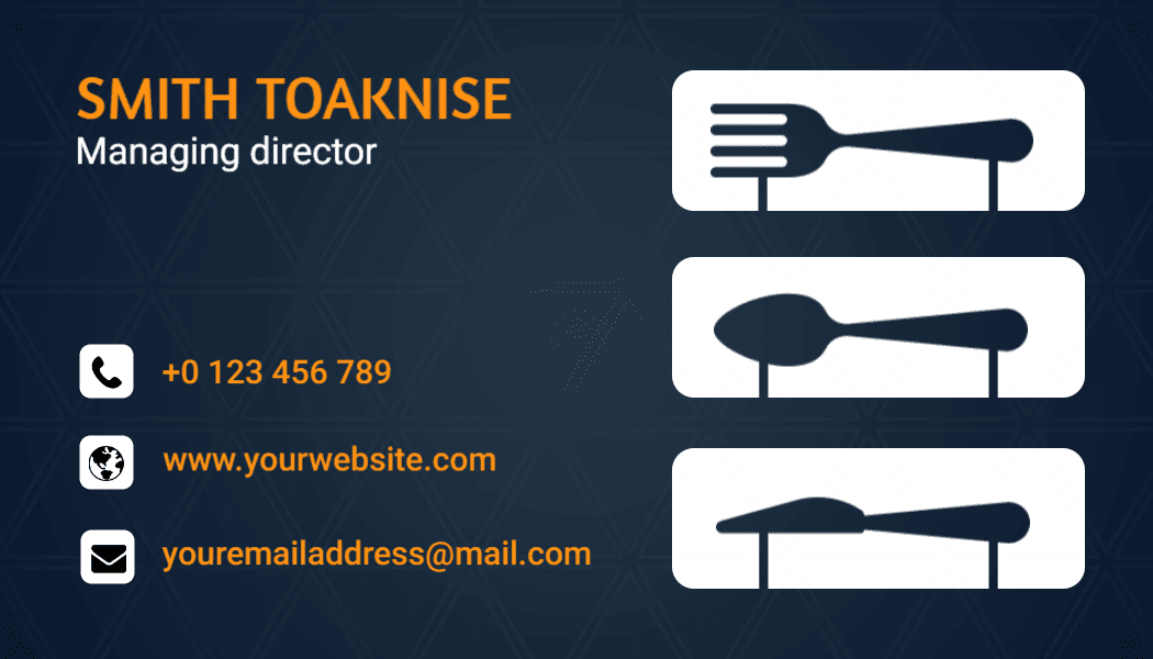 Stylish Dark Laser Cut Fork and Spoon Business Card Template