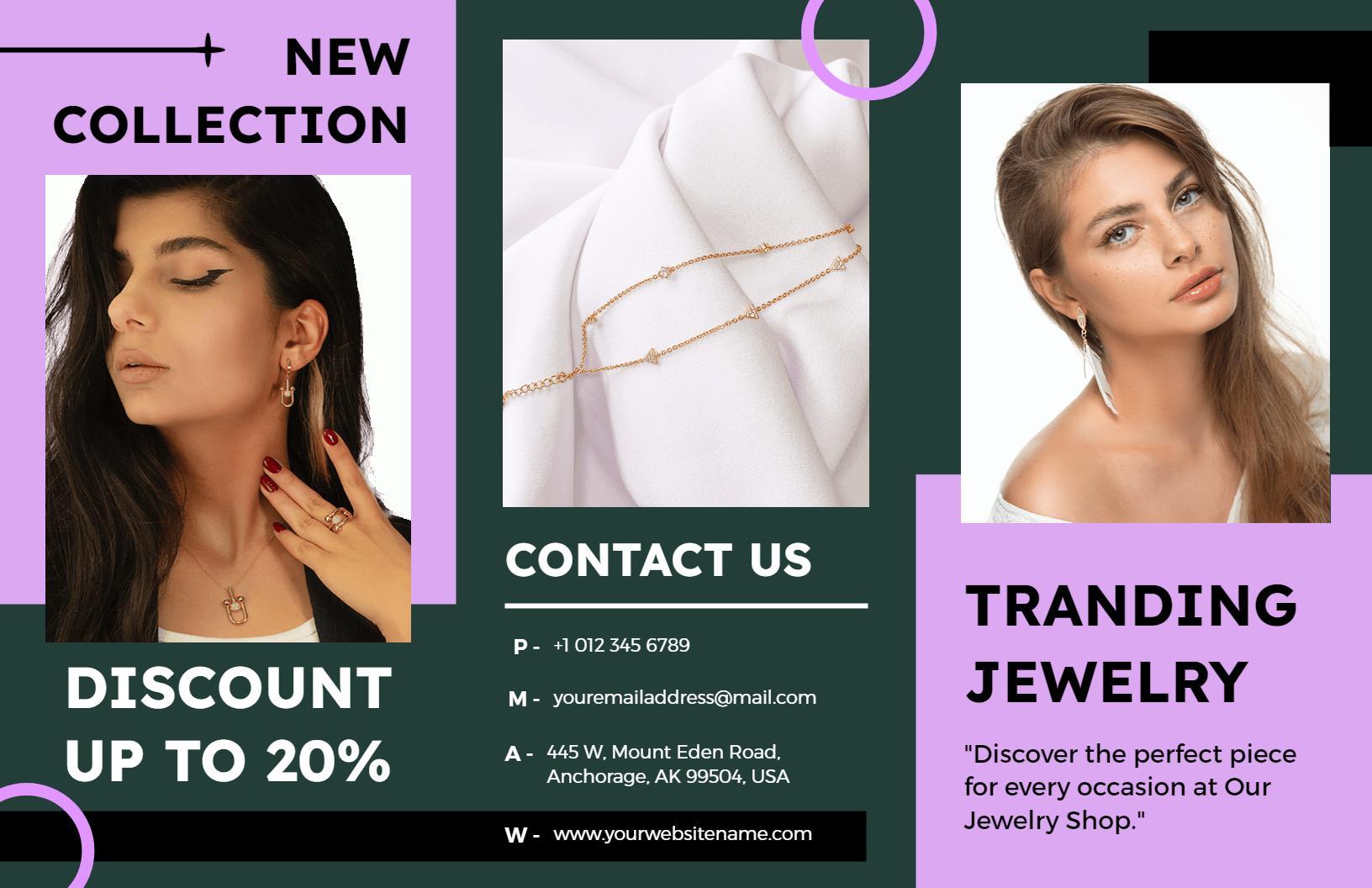 Stylish Dark Modern Jewelry Collection and Shop Brochure Template