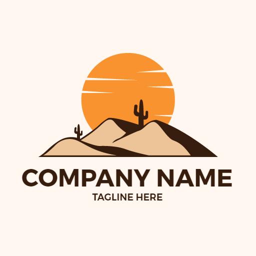 Stylish Design of Desert Landscape with Sunrise Logo Template