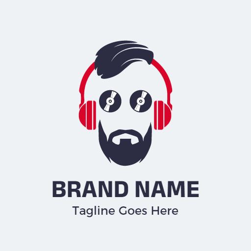 Stylish DJ Logo Featuring Trendy Headphones and Vinyl Records Logo Template