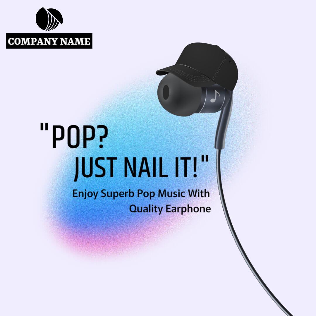 Stylish Earphone Promotion with Catchy Quote Ad Template