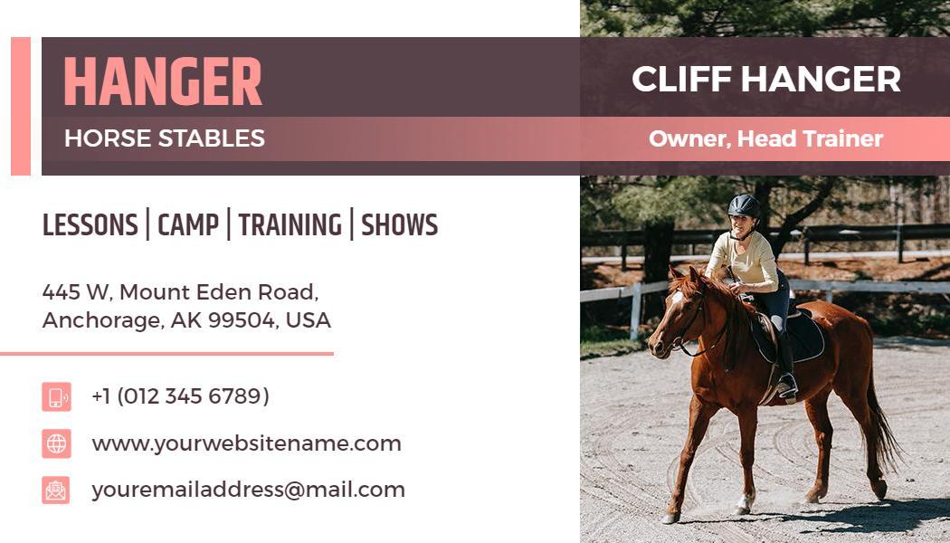 Stylish Equestrian Horse Riding Visiting Card Template
