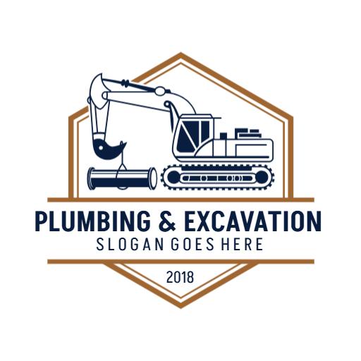 Stylish Excavator Design Representing Plumbing and Excavation Logo Template