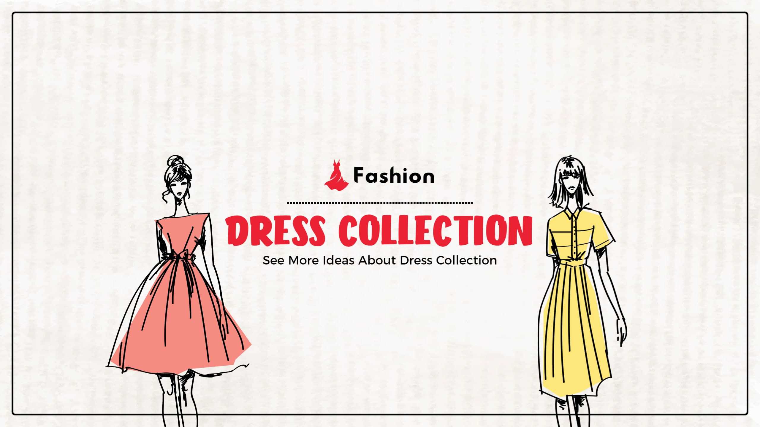 Stylish Fashion Illustrations Featuring Dress Collection YouTube Banner Template