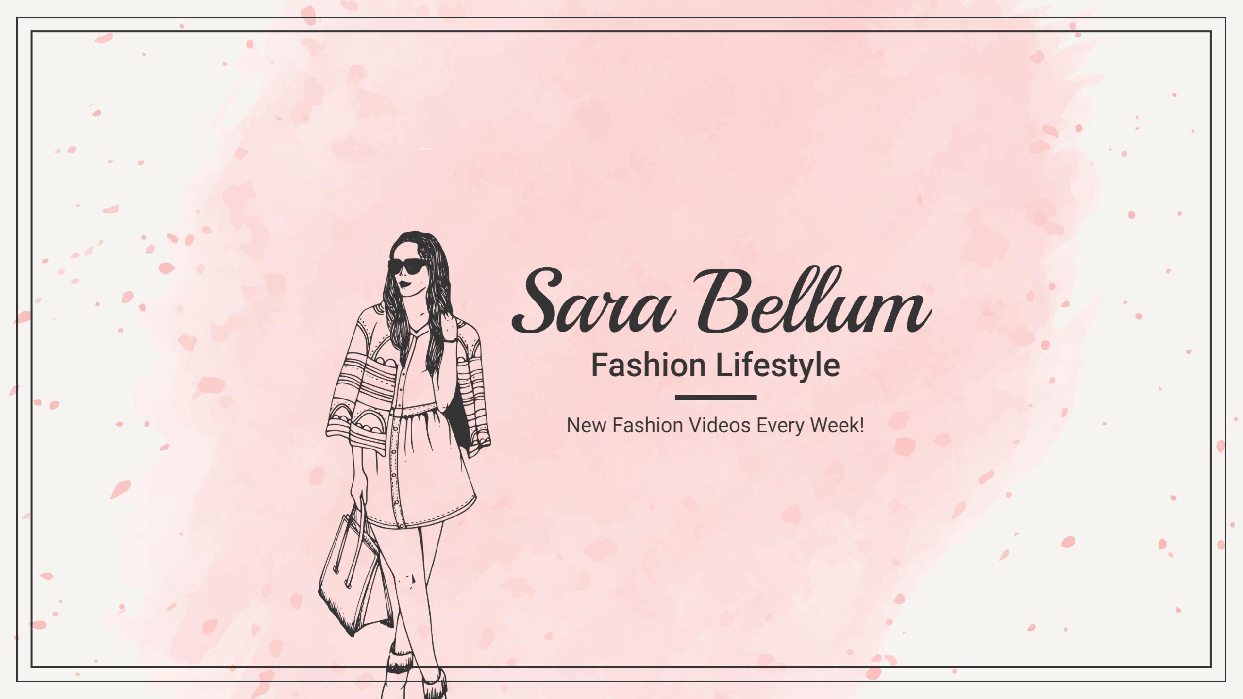 Stylish Fashion Lifestyle Illustration on Pink Background YouTube Banner Template