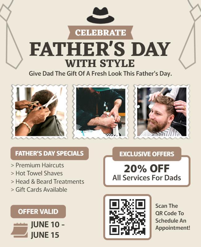 Stylish Father's Day Grooming Services Promotion Poster Template