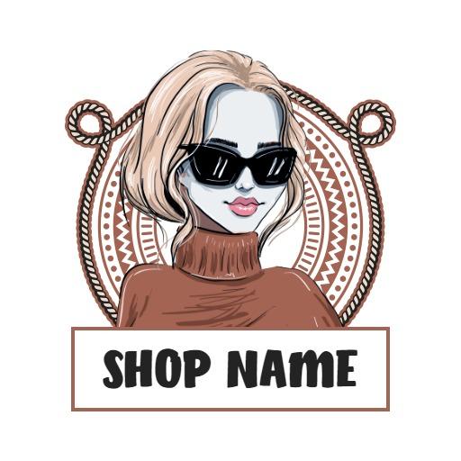 Stylish Female Mascot with Sunglasses for Fashion Logo Template