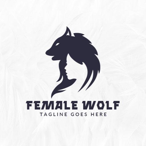 Stylish Female Wolf Design Symbolizing Strength and Spirit Logo Template