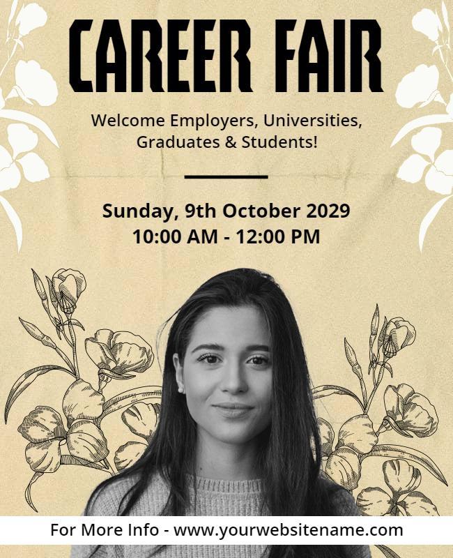 Stylish Floral Career Fair Information Poster Template