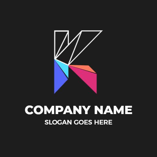 Stylish Geometric K Letter Design with Bold Colors Logo Template