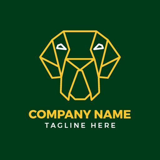 Stylish Geometric Pitbull Design on Dark Green Background Logo Template