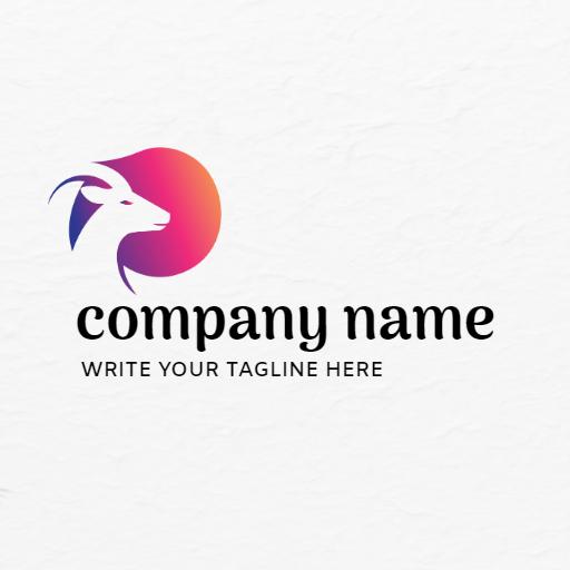 Stylish Goat Silhouette Against Vibrant Color Sphere Logo Template