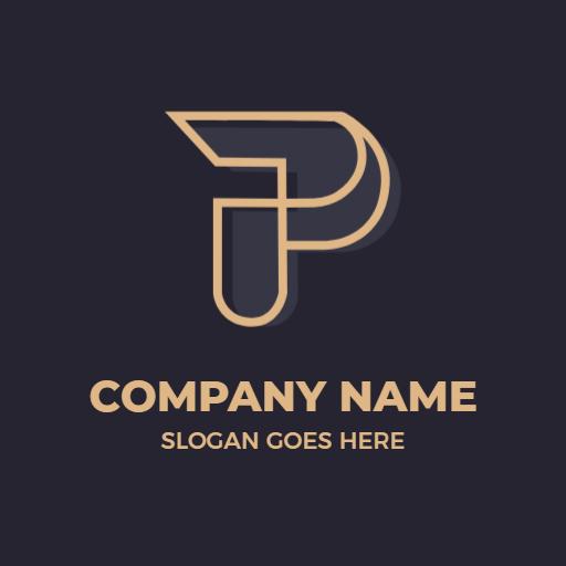 Stylish Gold and Black P Letter Design Representing Branding Logo Template