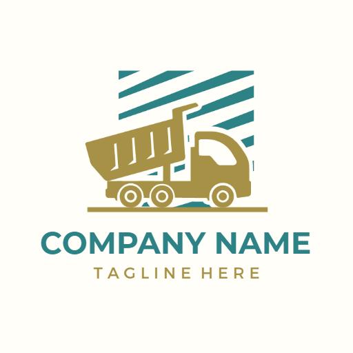 Stylish Gold and Blue Dump Truck Design for Tipper Logo Template