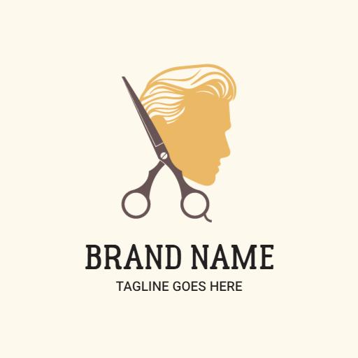 Stylish Gold and Brown Haircut Design for Barber Shop Logo Template