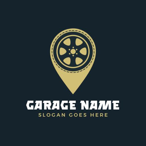 Stylish Gold Car Wheel Design for Your Garage Logo Template