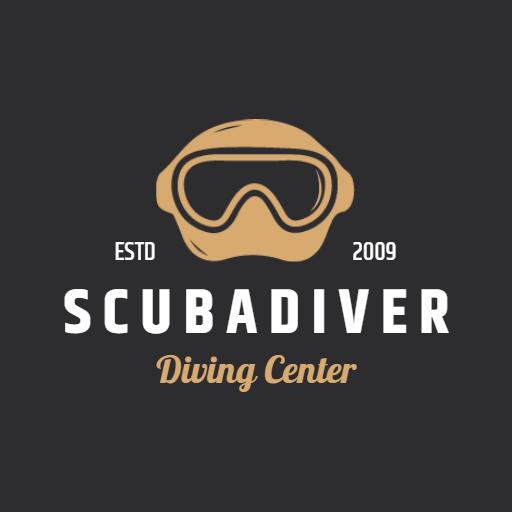 Stylish Gold Diving Equipment Highlighting Diver Services Logo Template