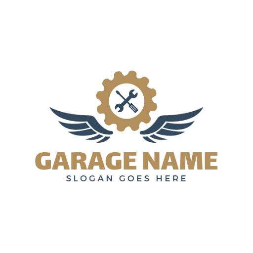 Stylish Gold Gear Design Representing Garage Services Logo Template