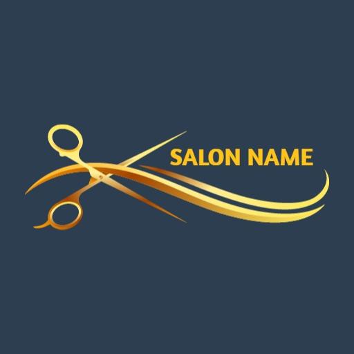 Stylish Golden Scissors Design for Modern Salon Logo Template