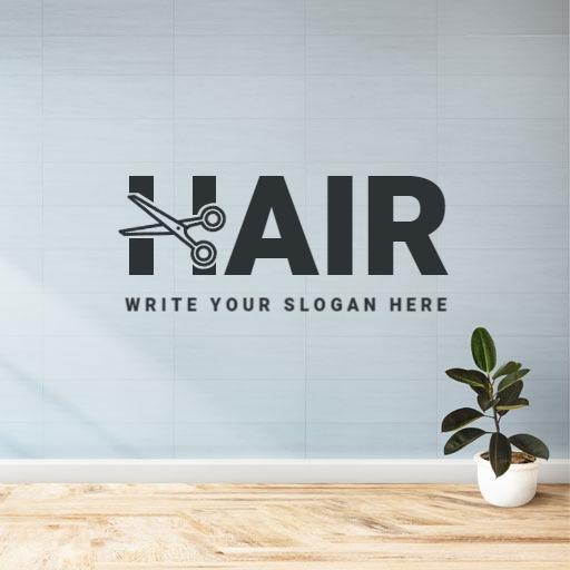 Stylish Gray and Black Hair Salon Mockup Logo Template