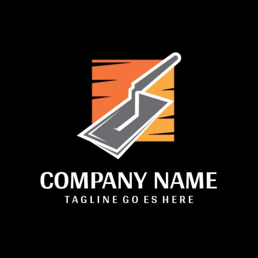 Stylish Gray and Orange Trowel Design for Construction Logo Template