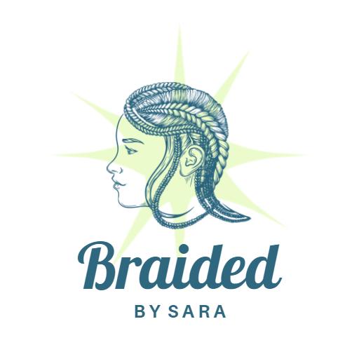 Stylish Green and Blue Braided Hairstyle Art Logo Template
