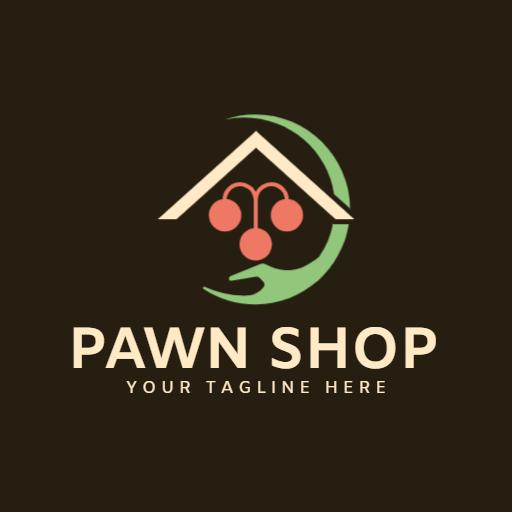 Stylish Green and Brown Design Representing Pawn Shop Logo Template