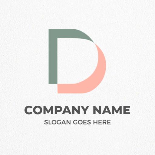 Stylish Green and Coral D Letter Design for Branding Logo Template