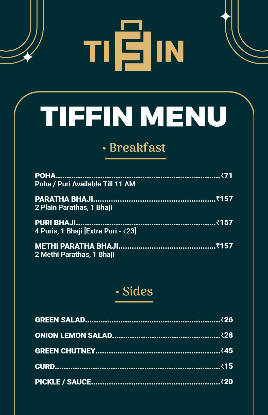 Stylish Green and Gold Tiffin Food Menu Template