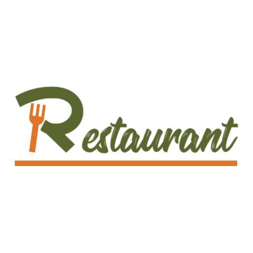 Stylish Green and Orange Fork Design for Restaurant Logo Template