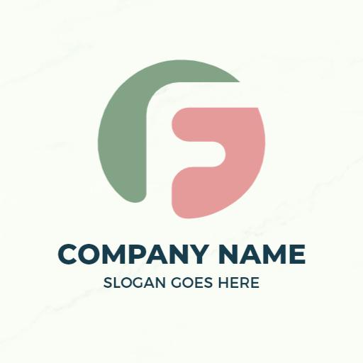 Stylish Green and Pink F Letter Design Logo Template
