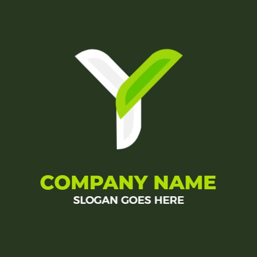 Stylish Green and White Y Letter Design for Branding Logo Template