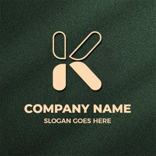 Stylish Green Background Featuring K Letter Design Logo Template