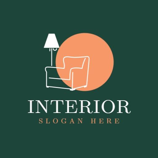 Stylish Green Background with Circular Interior Design Logo Template