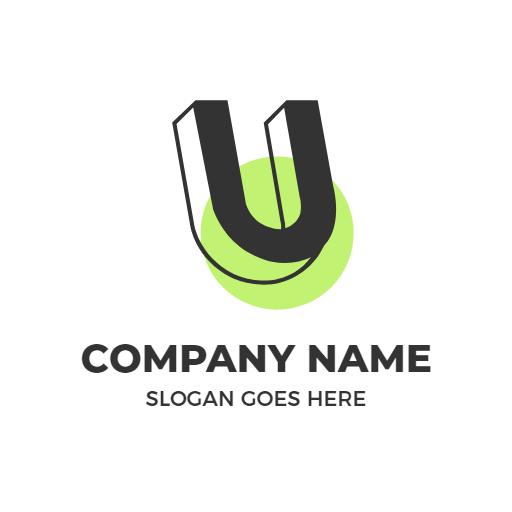 Stylish Green Circle Featuring Modern U Letter Logo Template