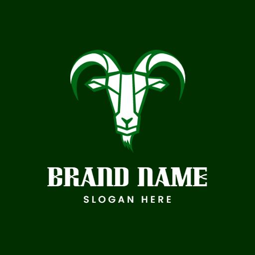 Stylish Green Goat Head Design Representing Nature Logo Template