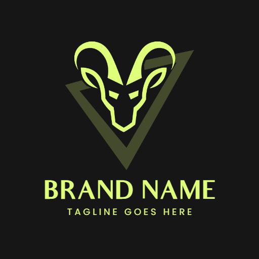Stylish Green Goat Silhouette with Sharp Geometric Design Logo Template