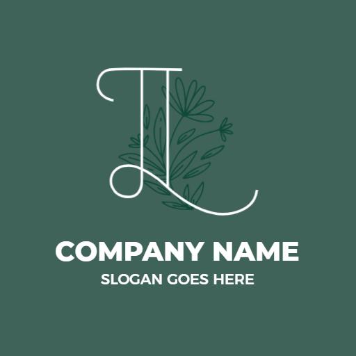 Stylish Green Letter L Design with Elegant Floral Elements Logo Template
