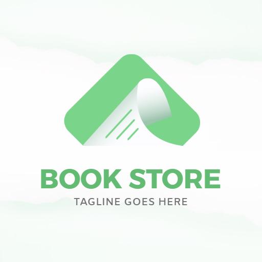 Stylish Green Page Turning Concept for Book Store Logo Template