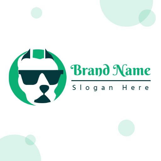 Stylish Green Pitbull Logo Featuring Sunglasses Design Logo Template