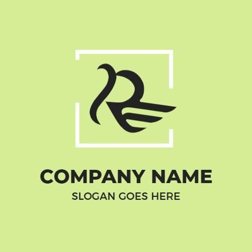 Stylish Green R Letter Design with Elegant Wing Logo Template