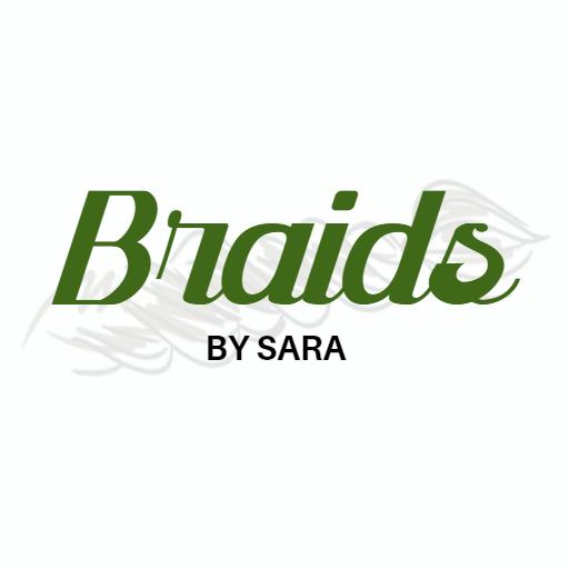 Stylish Green Text Showcasing Unique Braids by Sara Logo Template