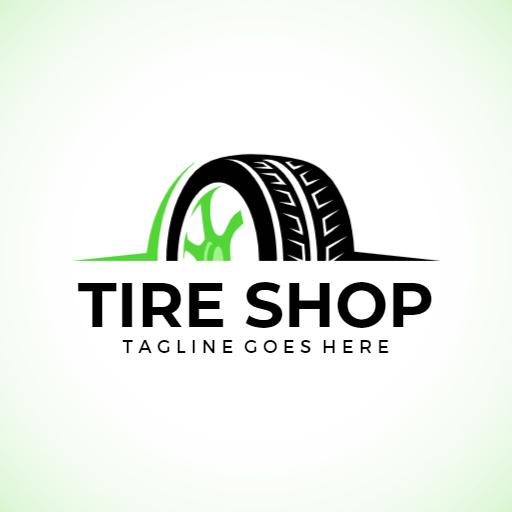 Stylish Green Tire Design Representing Tire Shop Services Logo Template